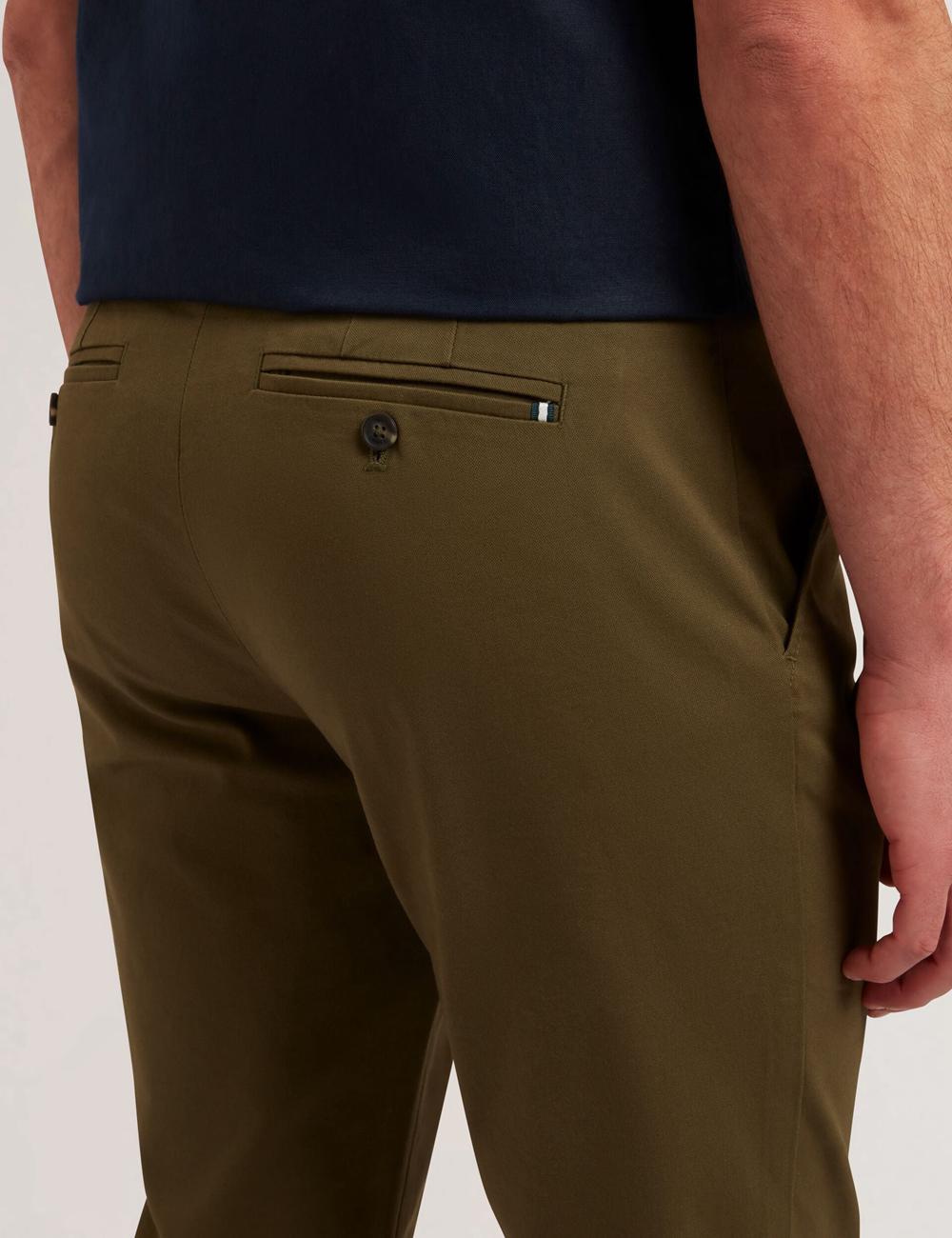 Khaki Ted Baker BATFORD - Slim Fit Cotton Blend Chinos Men Trousers | Ireland  1203-WQAVN