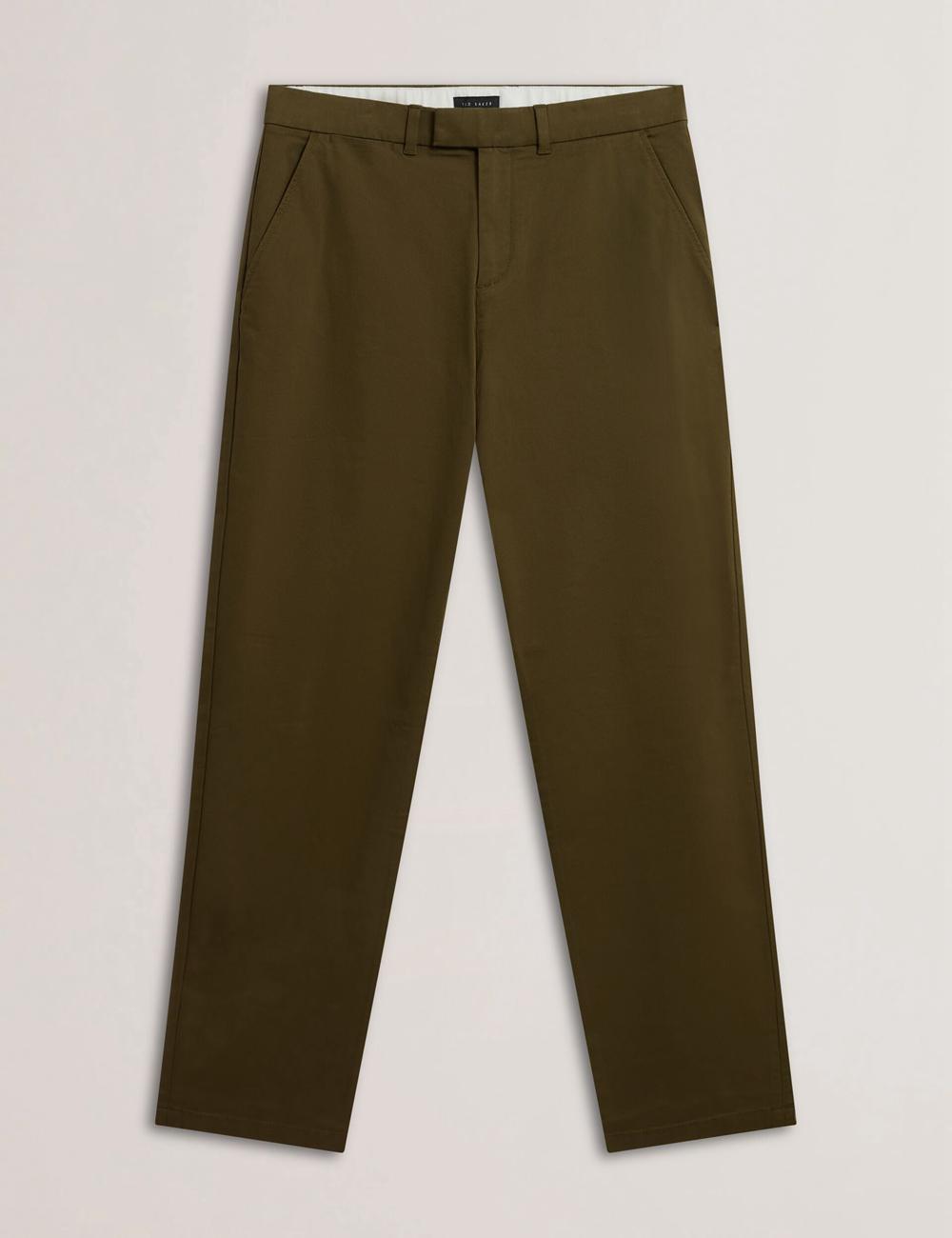 Khaki Ted Baker BATFORD - Slim Fit Cotton Blend Chinos Men Trousers | Ireland  1203-WQAVN