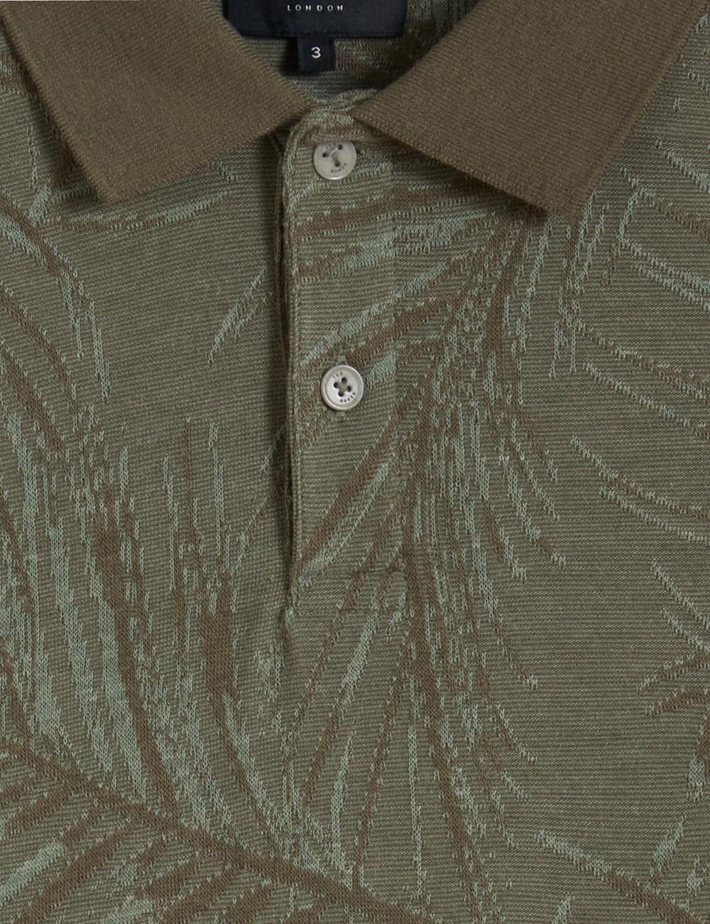 Khaki Ted Baker EDWINE - Leaf Print Short Sleeve Men Polos Shirts | Ireland  3872-NIDGE