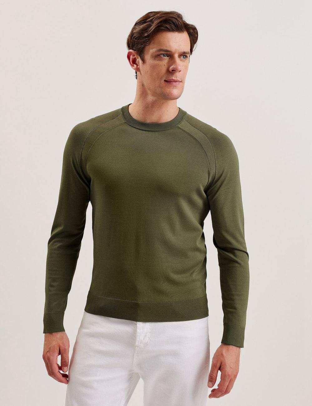 Khaki Ted Baker MAYWO - Saddle Shoulder Crew Neck Men Jumpers | Ireland  5683-PJRBW