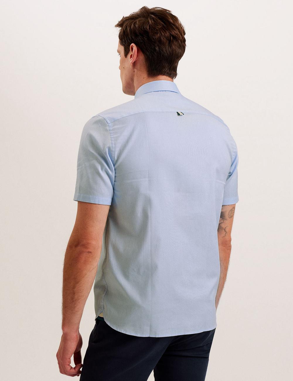 Lt-Blue Ted Baker ALDGTE - Short Sleeve Cotton Oxford Men Casual Shirts | Ireland  8673-UMITQ