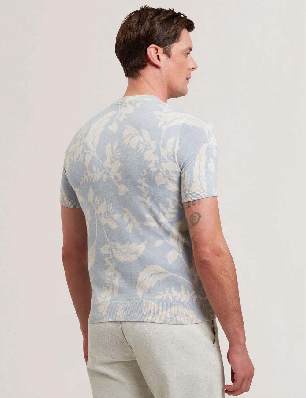 Lt-Blue Ted Baker DENNIO - Short Sleeve Printed Floral Men T-Shirts | Ireland  4021-OKMBQ