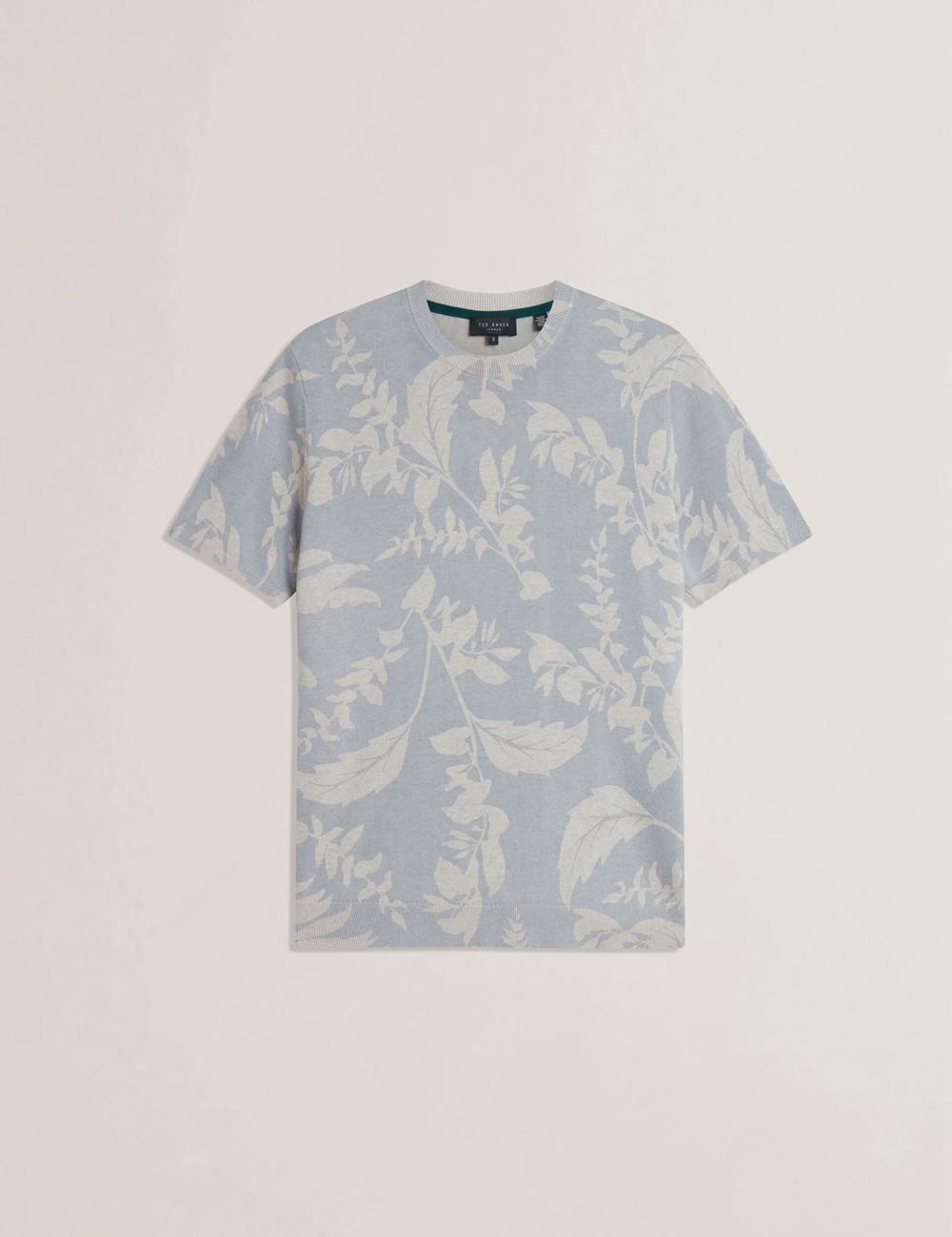 Lt-Blue Ted Baker DENNIO - Short Sleeve Printed Floral Men T-Shirts | Ireland  4021-OKMBQ