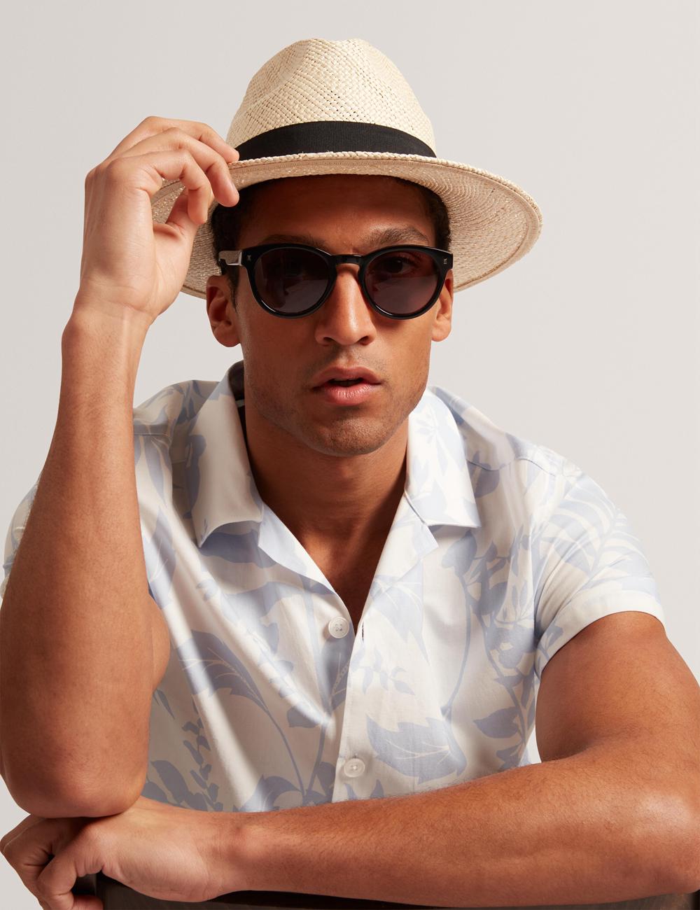 Lt-Blue Ted Baker KITS - Short Sleeve Relaxed Floral Print Men Casual Shirts | Ireland  0637-LZUVG