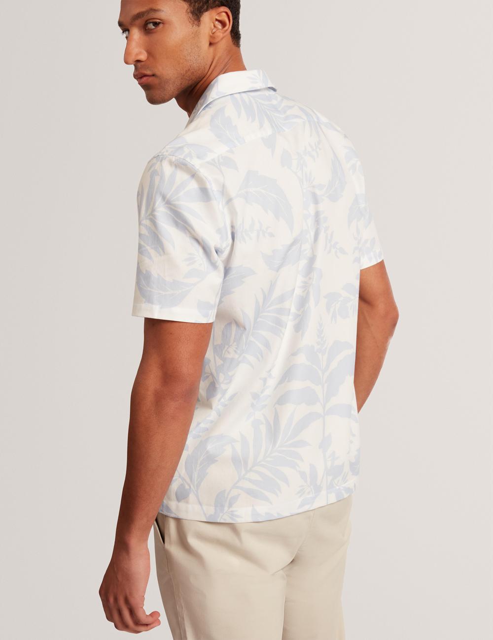 Lt-Blue Ted Baker KITS - Short Sleeve Relaxed Floral Print Men Casual Shirts | Ireland  0637-LZUVG