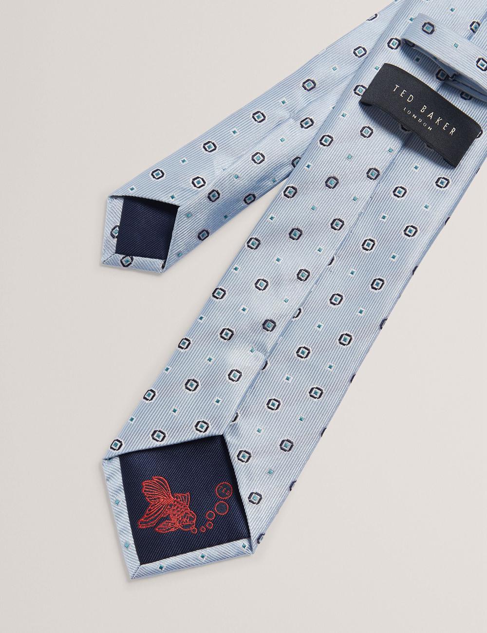 Lt-Blue Ted Baker STEEPLE - Circle Geometric Print Silk Men Ties | Ireland  6579-CBVKI