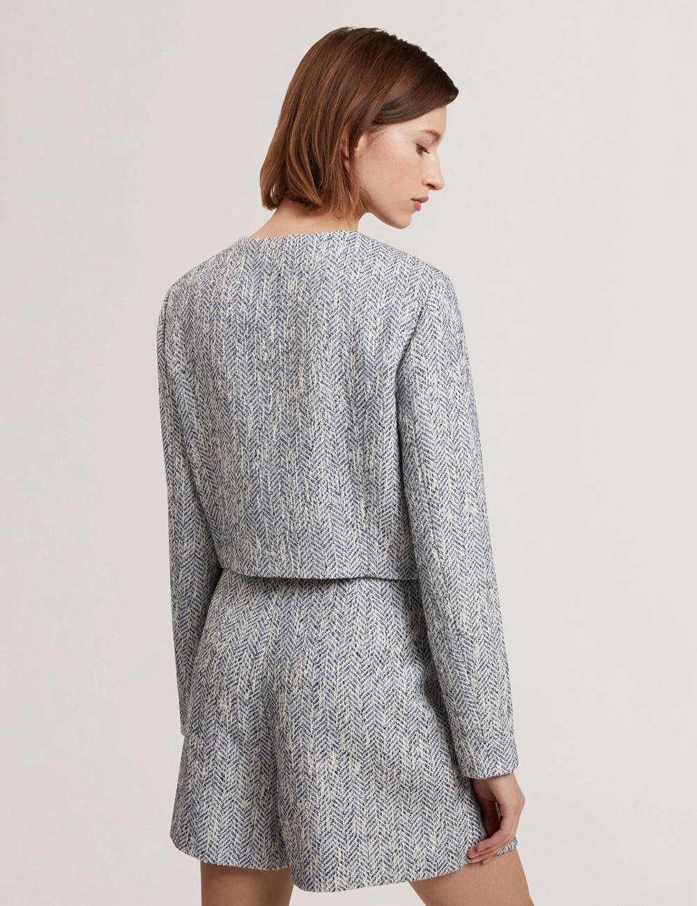 Lt-Blue Ted Baker VULPA - Boucle Button-Up Cropped Tailored Women Jackets | Ireland  9560-MBXGS