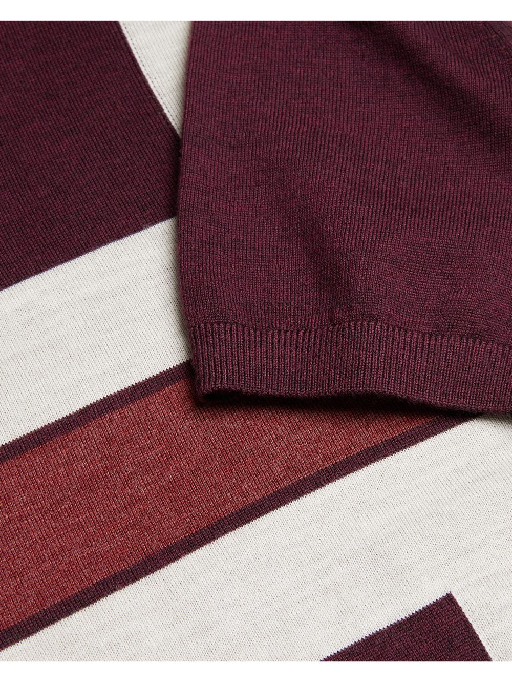 Maroon Ted Baker AMBLER - Colour Block Zip Neck Wool Men Polos Shirts | Ireland  0437-GTACH