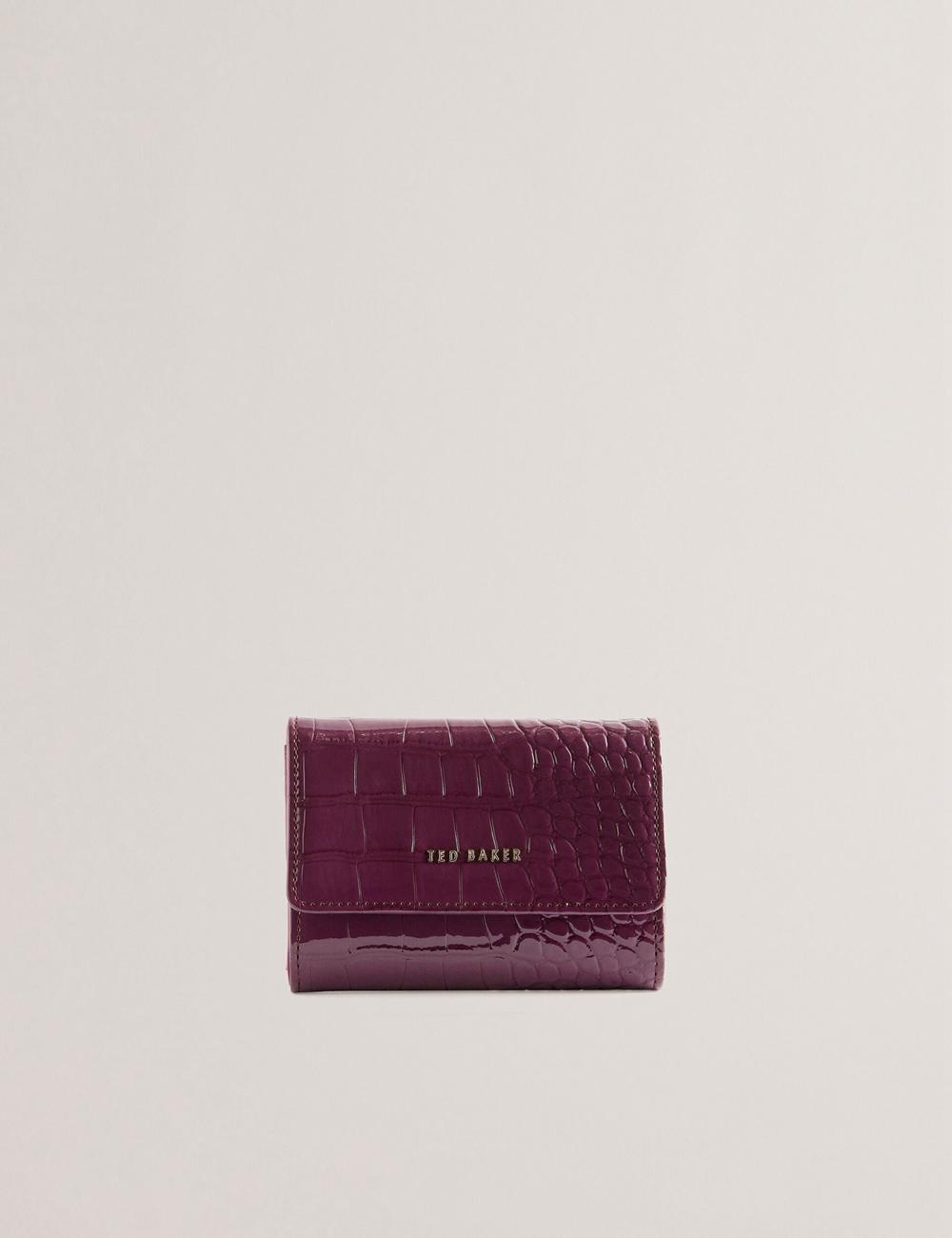 Maroon Ted Baker CONILYA - Croc Texture Fold Over Coin Women Purses | Ireland  5729-DXFZS