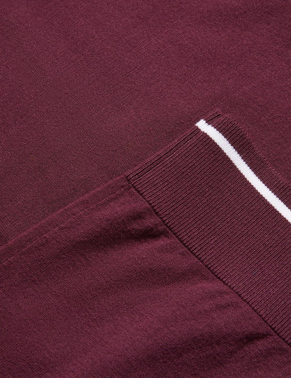 Maroon Ted Baker DUNOW - Pointelle Detail Striped Trim Men Polos Shirts | Ireland  6813-RQYWS