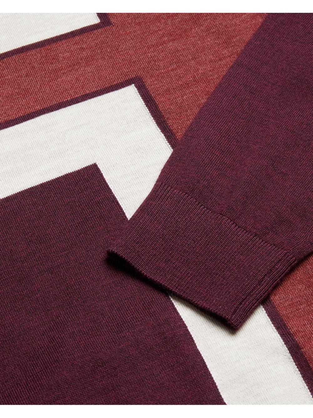 Maroon Ted Baker ROIKA - Colour Block Crew Neck Wool Men Jumpers | Ireland  4359-TYSXV