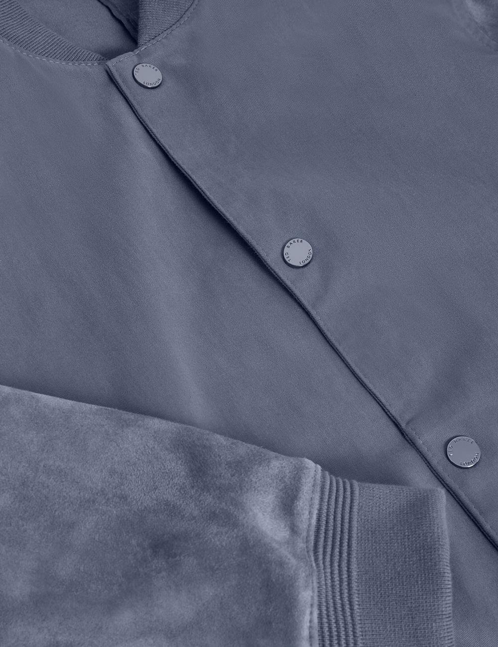 Mid-Blue Ted Baker LIAMS - Cotton Twill & Suede Bomber Men Jackets | Ireland  7296-MHYDC