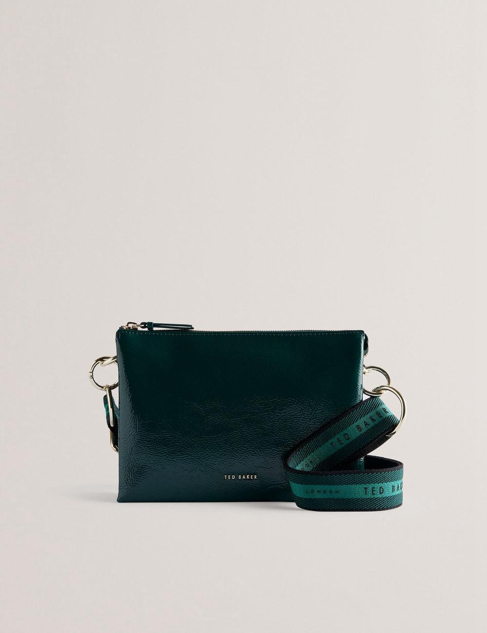 Mid-Green Ted Baker DAWCEY - Crinkled Patent Leather Women Crossbody Bags | Ireland  8307-PYFEG
