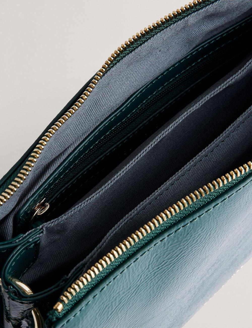 Mid-Green Ted Baker DAWCEY - Crinkled Patent Leather Women Crossbody Bags | Ireland  8307-PYFEG