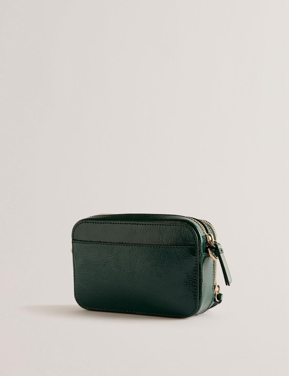Mid-Green Ted Baker STUNWA - Patent Leather Webbing Camera Women Camera Bag | Ireland  0493-DARZC