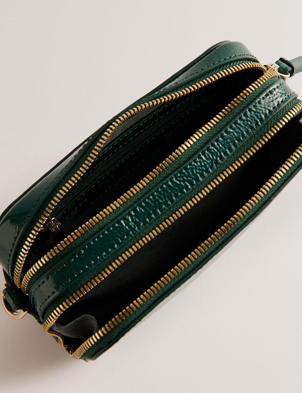 Mid-Green Ted Baker STUNWA - Patent Leather Webbing Camera Women Camera Bag | Ireland  0493-DARZC