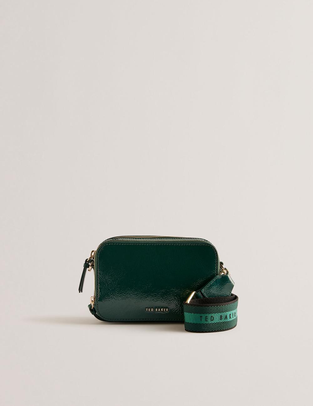 Mid-Green Ted Baker STUNWA - Patent Leather Webbing Camera Women Camera Bag | Ireland  0493-DARZC