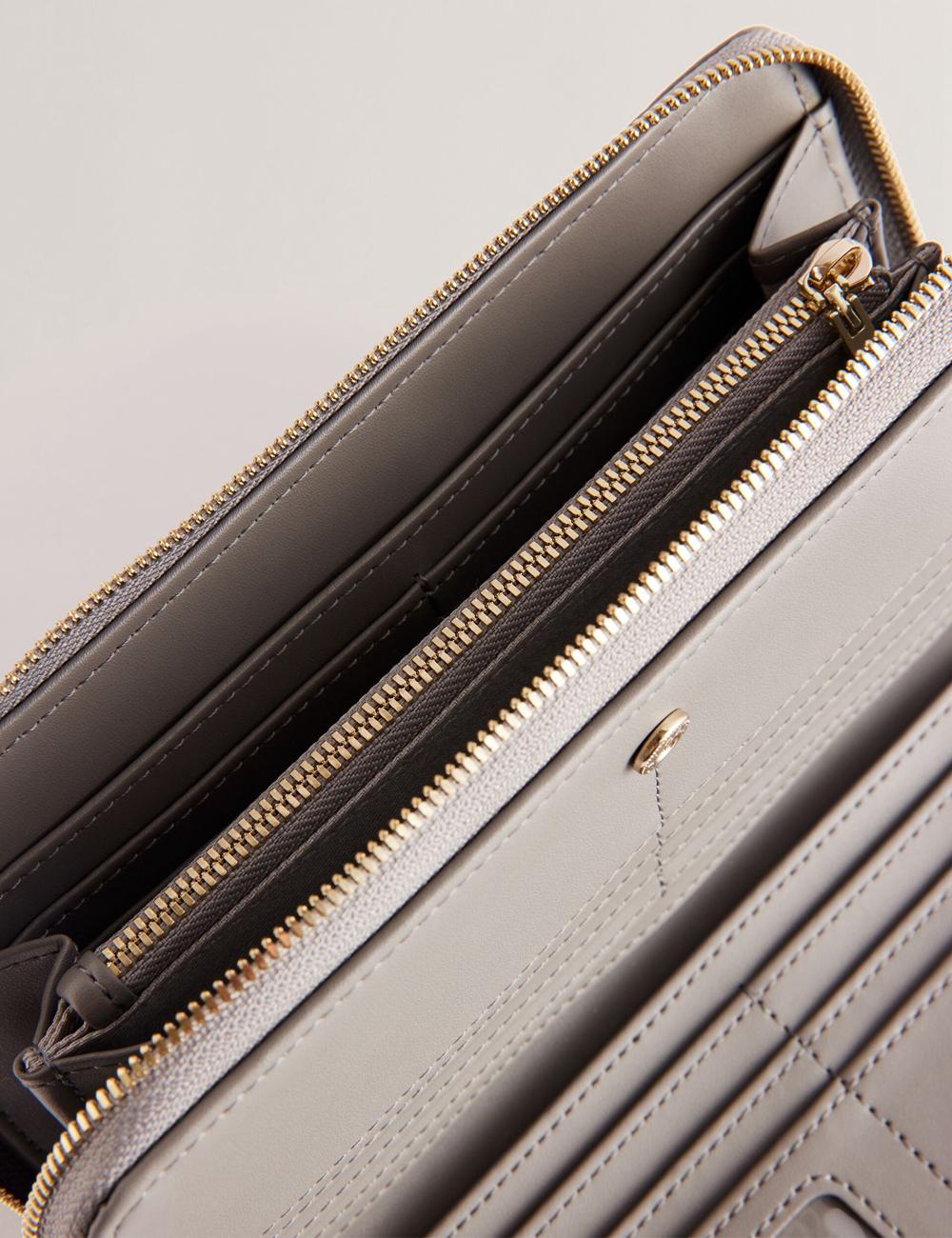 Mid-Grey Ted Baker DALIEA - Large Textured Leather Zip Around Women Purses | Ireland  3058-ETMPF