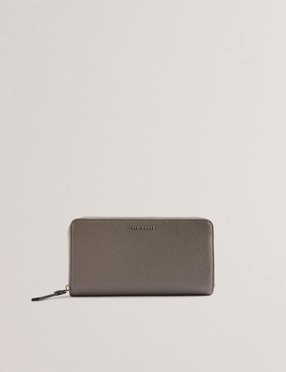 Mid-Grey Ted Baker DALIEA - Large Textured Leather Zip Around Women Purses | Ireland  3058-ETMPF