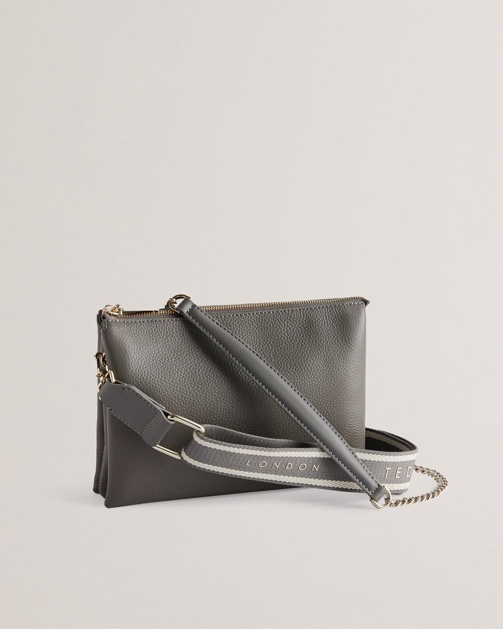 Mid-Grey Ted Baker ESILLE - Branded Webbing Crossbody Leather Women Crossbody Bags | Ireland  1378-DBWJZ