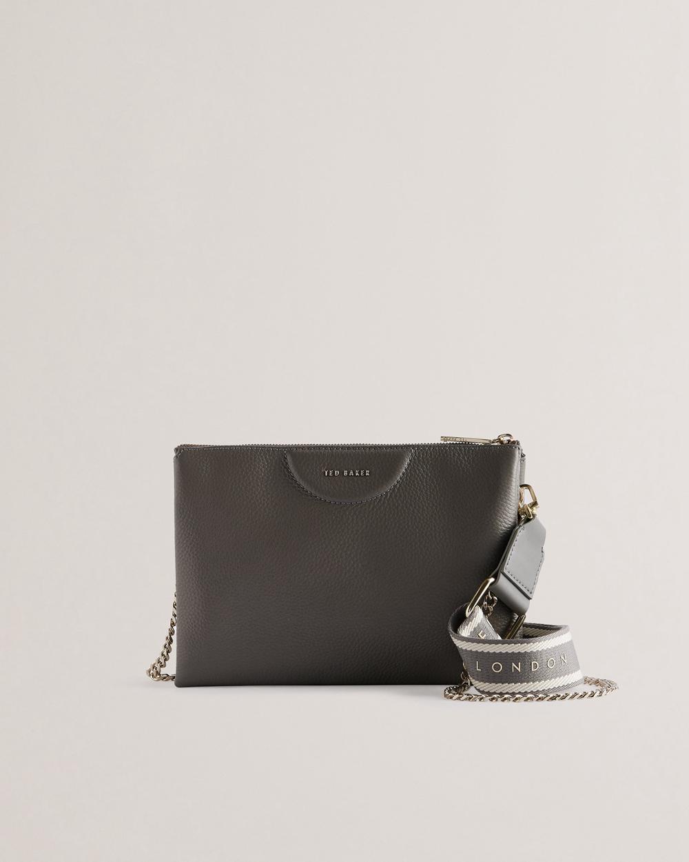 Mid-Grey Ted Baker ESILLE - Branded Webbing Crossbody Leather Women Crossbody Bags | Ireland  1378-DBWJZ