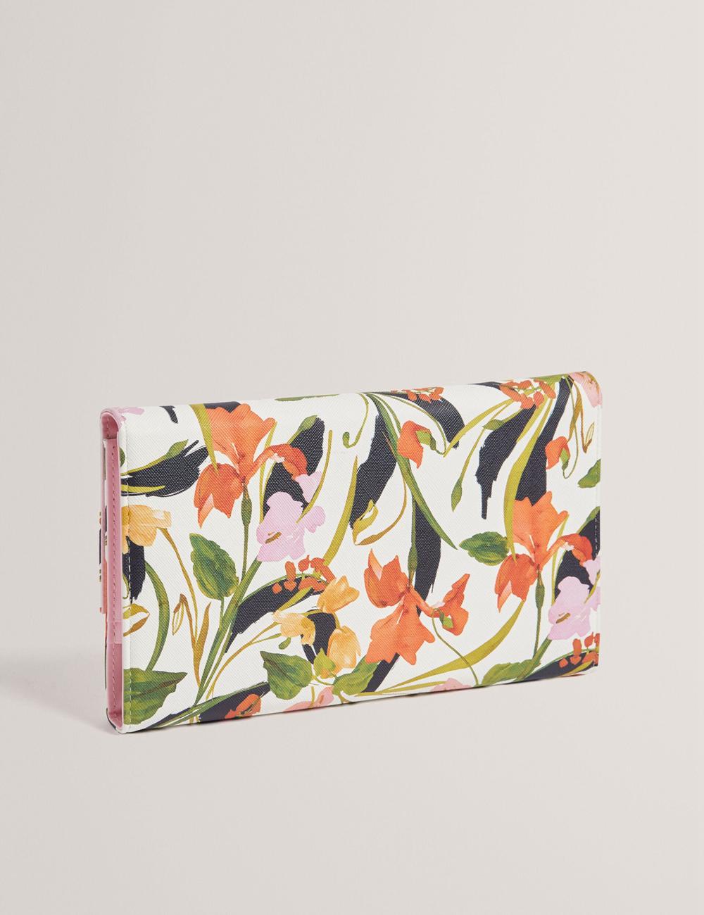 Nat-White Ted Baker JACIIIE - Floral Print Faux Leather Travel Women Wallets | Ireland  6109-UIOED