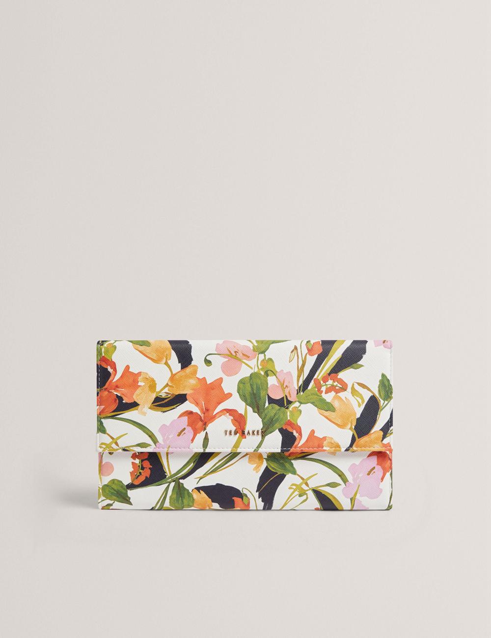 Nat-White Ted Baker JACIIIE - Floral Print Faux Leather Travel Women Wallets | Ireland  6109-UIOED