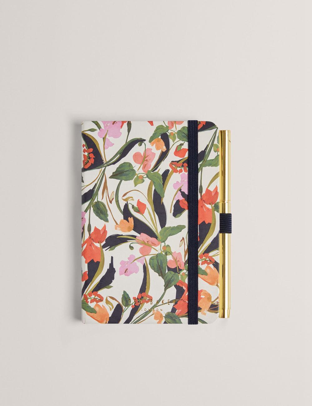 Nat-White Ted Baker WHINNA - Floral Print A6 Notebook & Pen Women Stationary | Ireland  2045-RHXIM