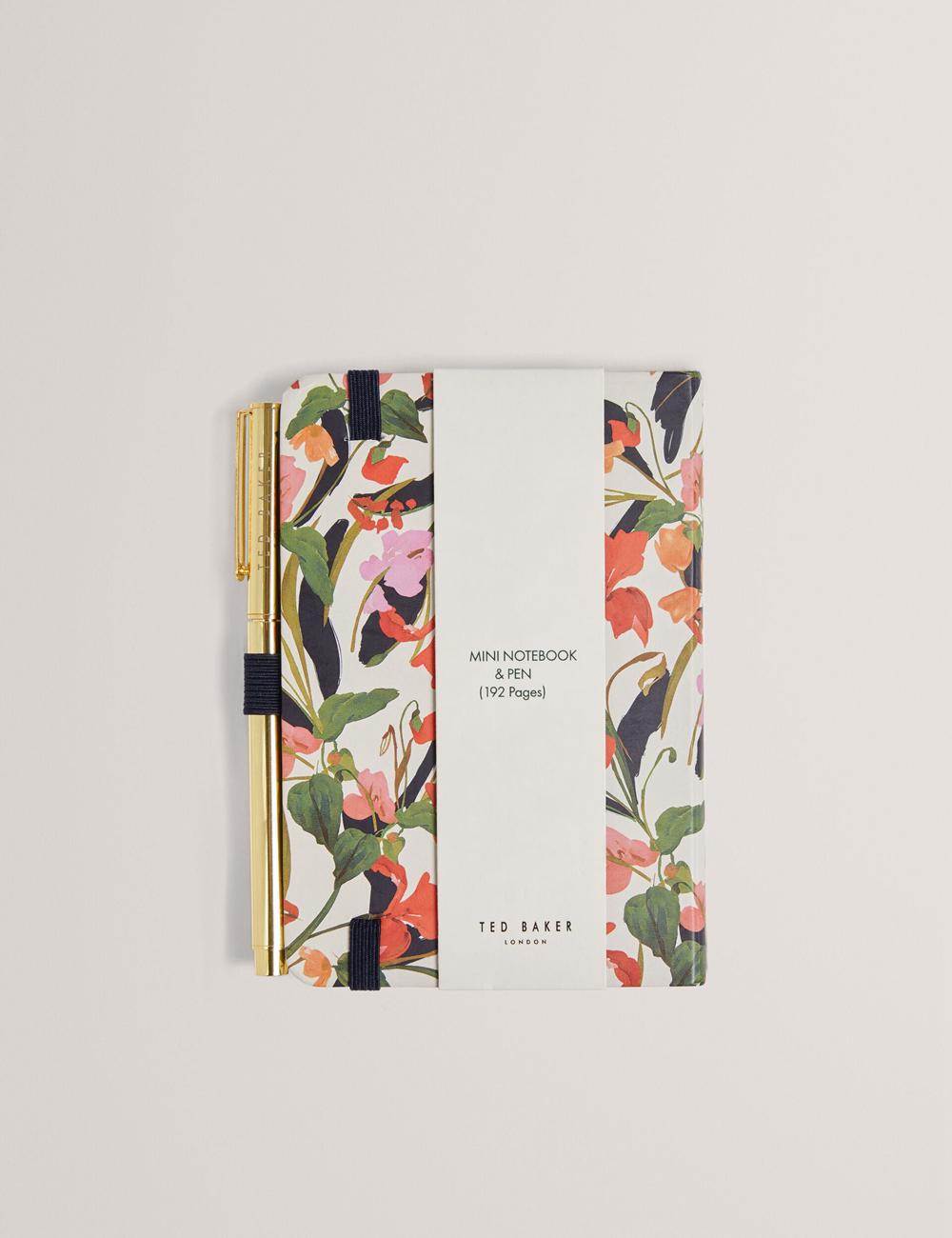 Nat-White Ted Baker WHINNA - Floral Print A6 Notebook & Pen Women Stationary | Ireland  2045-RHXIM