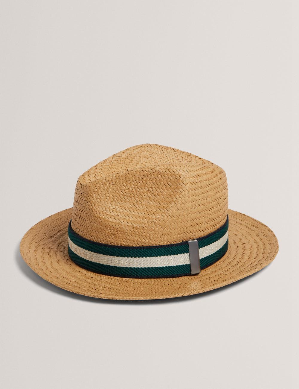Natural Ted Baker ADRIENS - Straw Panama Webbing Detail Beach Men Hats | Ireland  2715-MQEZB