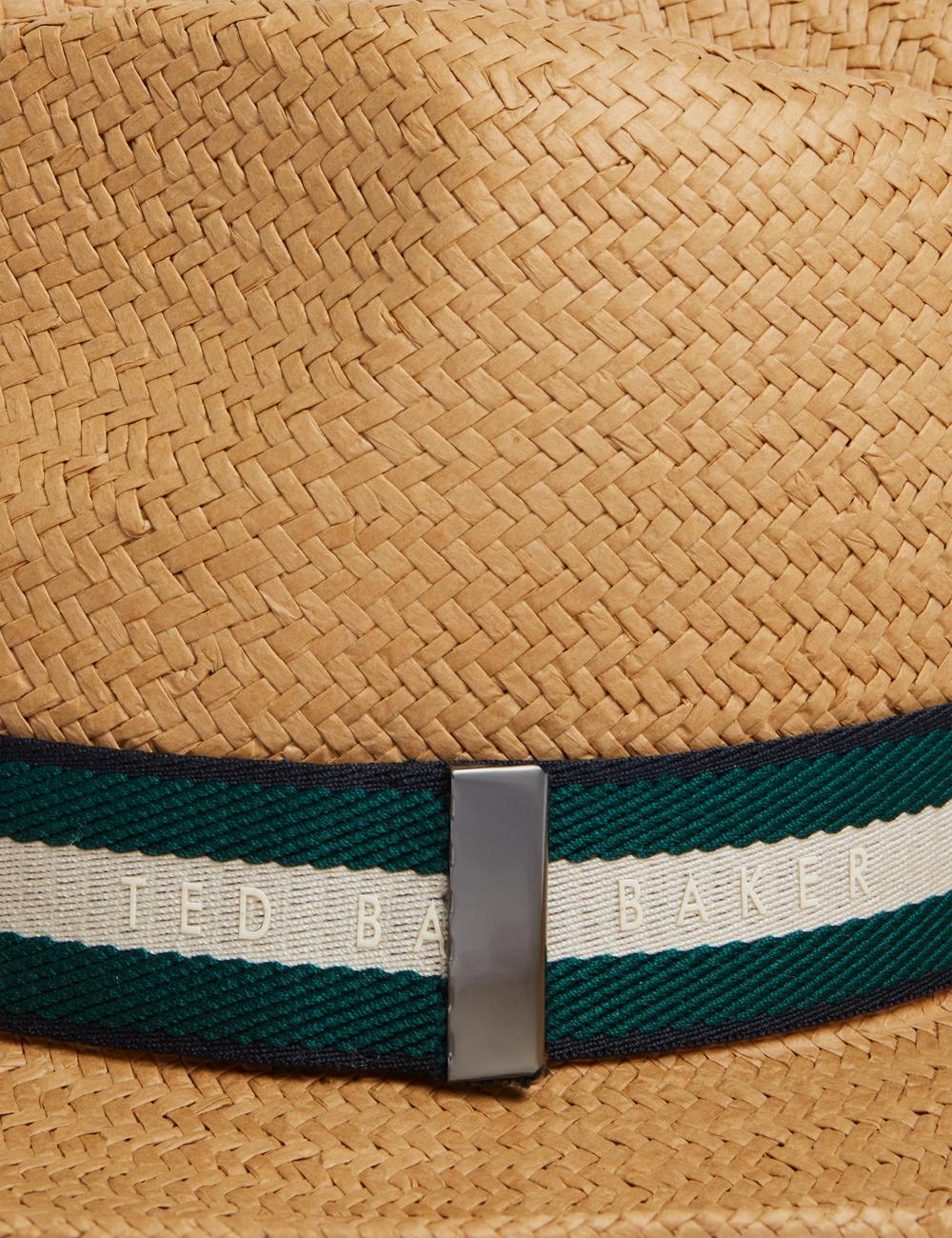Natural Ted Baker ADRIENS - Straw Panama Webbing Detail Beach Men Hats | Ireland  2715-MQEZB