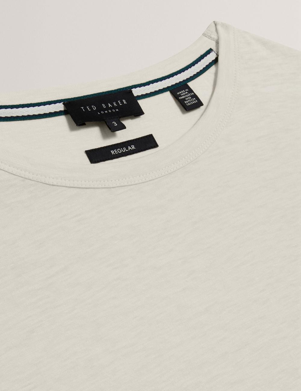 Natural Ted Baker BARTOL - Regular Cotton Linen Crew Neck Men T-Shirts | Ireland  4095-UPWBK