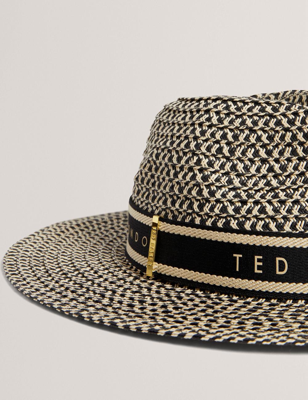 Natural Ted Baker CLARIES - Mixed Weave Straw Women Fedora Hats | Ireland  0841-XQLRJ
