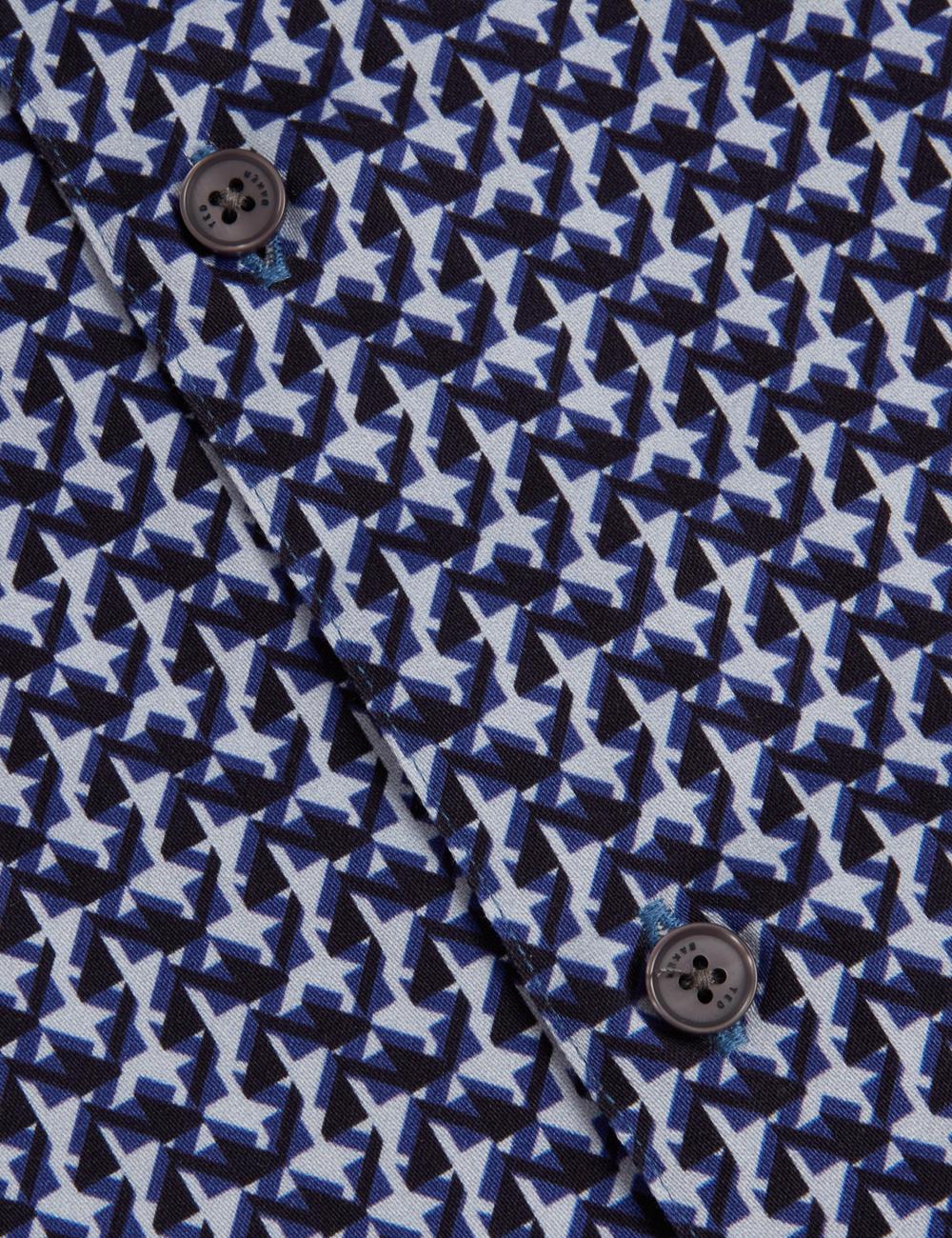 Navy Ted Baker ALPHSO SS Regular Fit Geo Men Casual Shirts | Ireland  3076-TLMXV