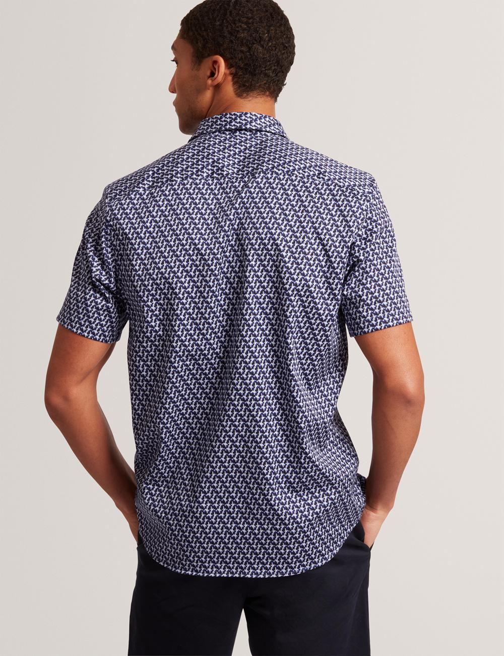 Navy Ted Baker ALPHSO SS Regular Fit Geo Men Casual Shirts | Ireland  3076-TLMXV