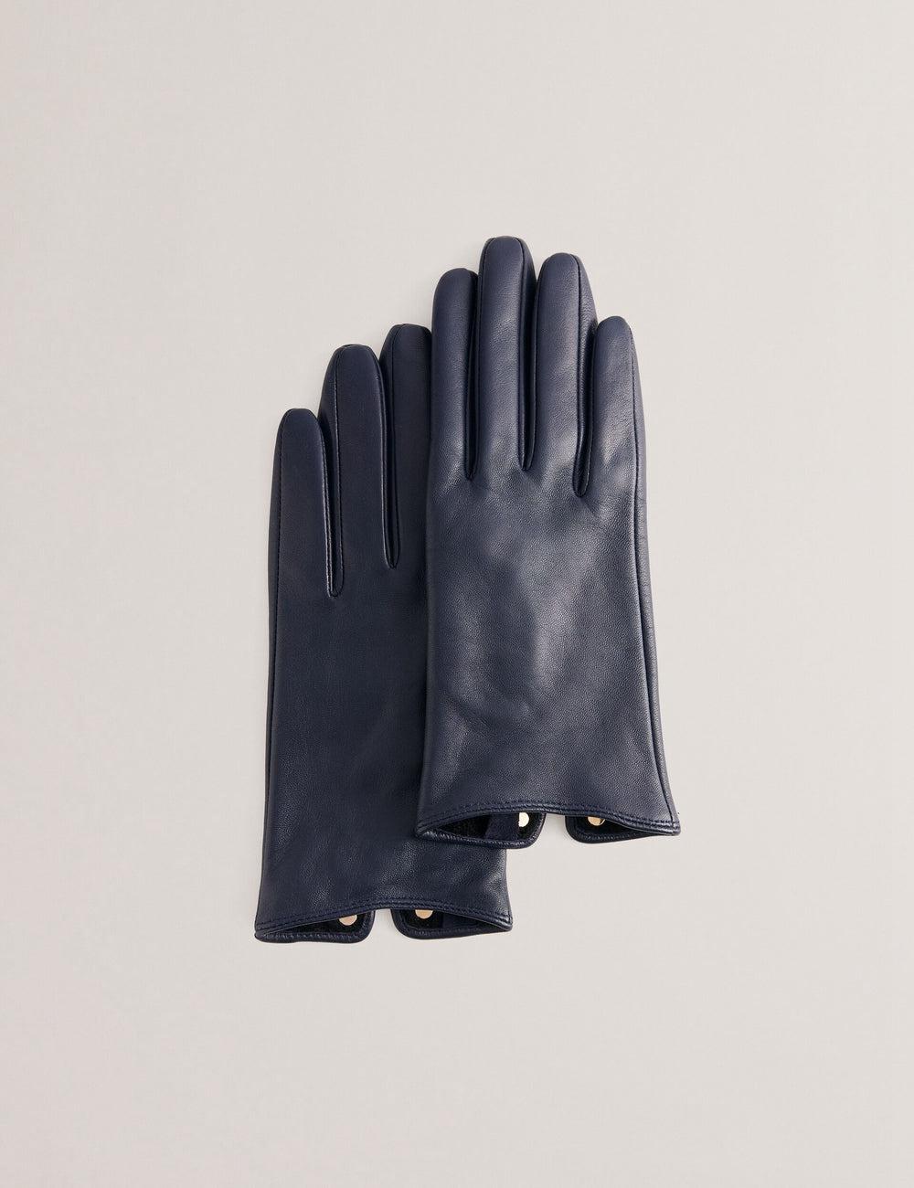 Navy Ted Baker ARLEOS - Leather Split Cuff Women Gloves | Ireland  9264-LAWIU