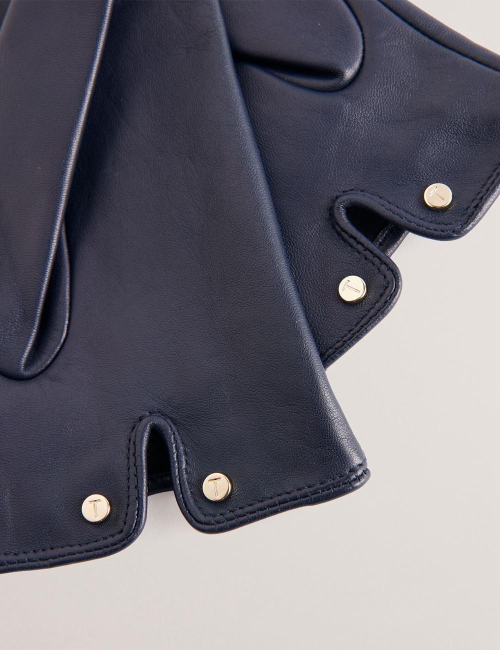 Navy Ted Baker ARLEOS - Leather Split Cuff Women Gloves | Ireland  9264-LAWIU