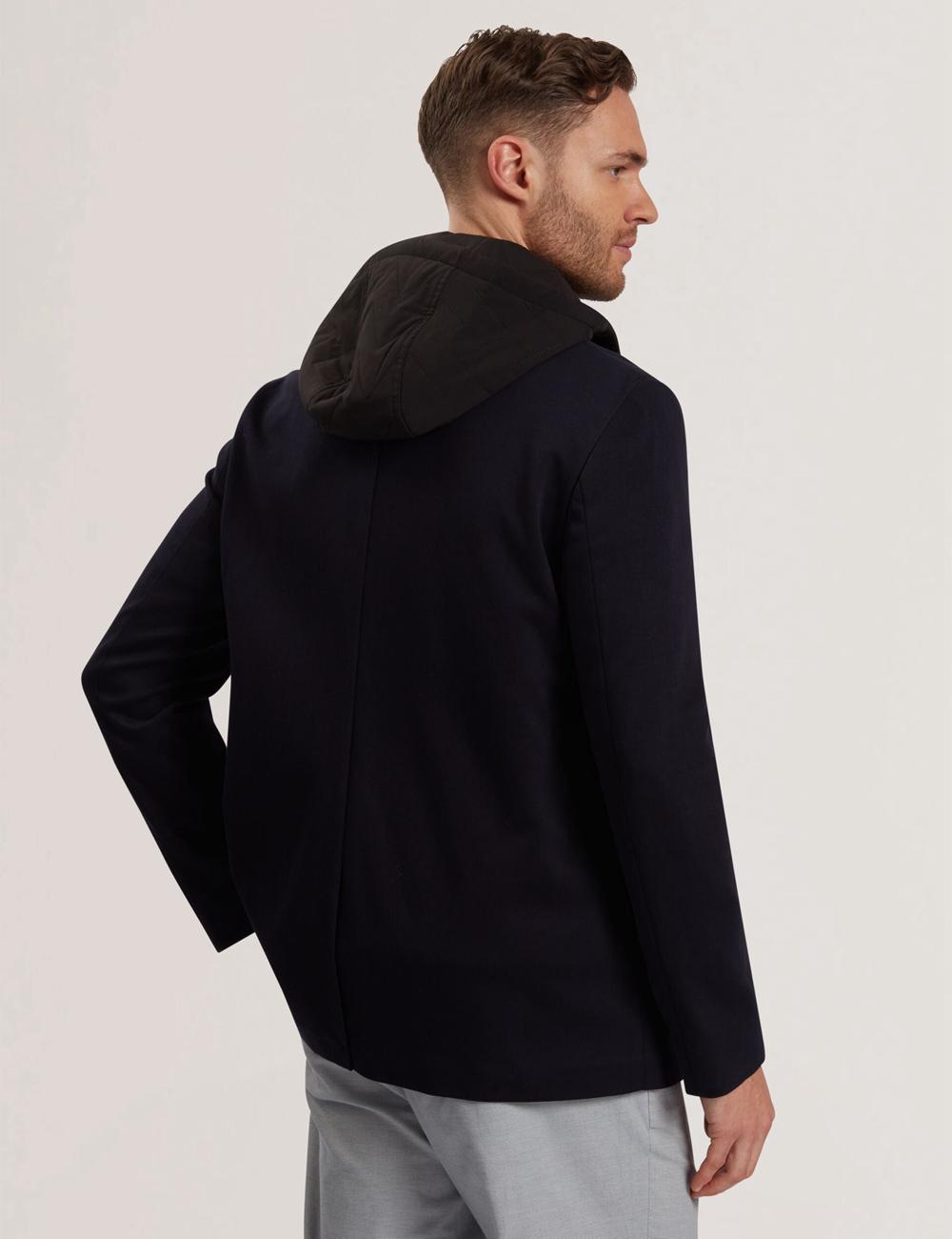 Navy Ted Baker ASHB - Jersey Blazer With Zip-Up Hooded Liner Men Blazers | Ireland  3086-SUBDV