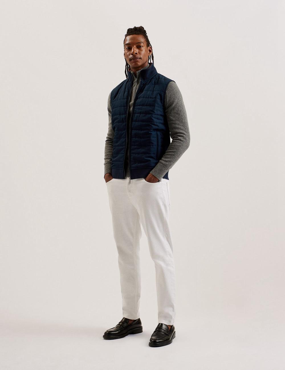 Navy Ted Baker ATHO - Quilted Funnel Neck Zip-Up Men Gillets | Ireland  5287-RLNHW