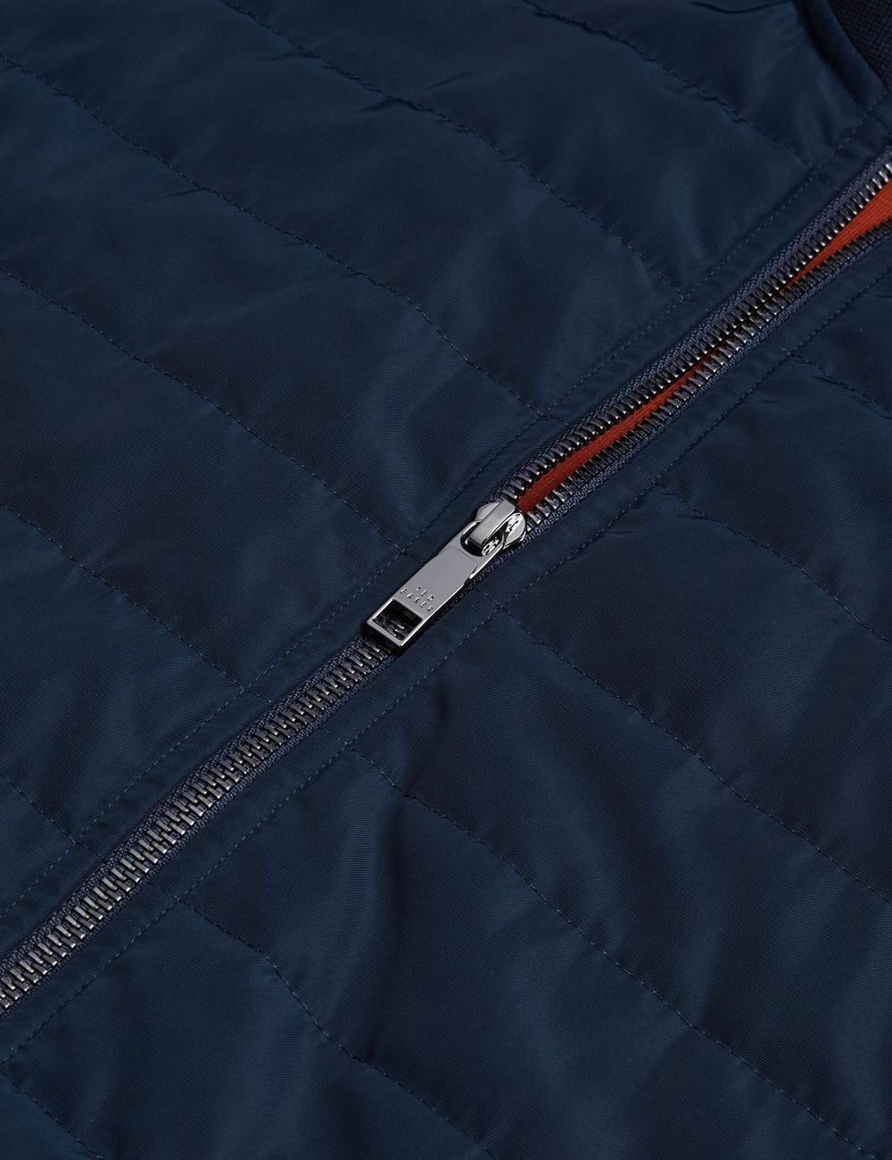 Navy Ted Baker ATHO - Quilted Funnel Neck Zip-Up Men Gillets | Ireland  5287-RLNHW