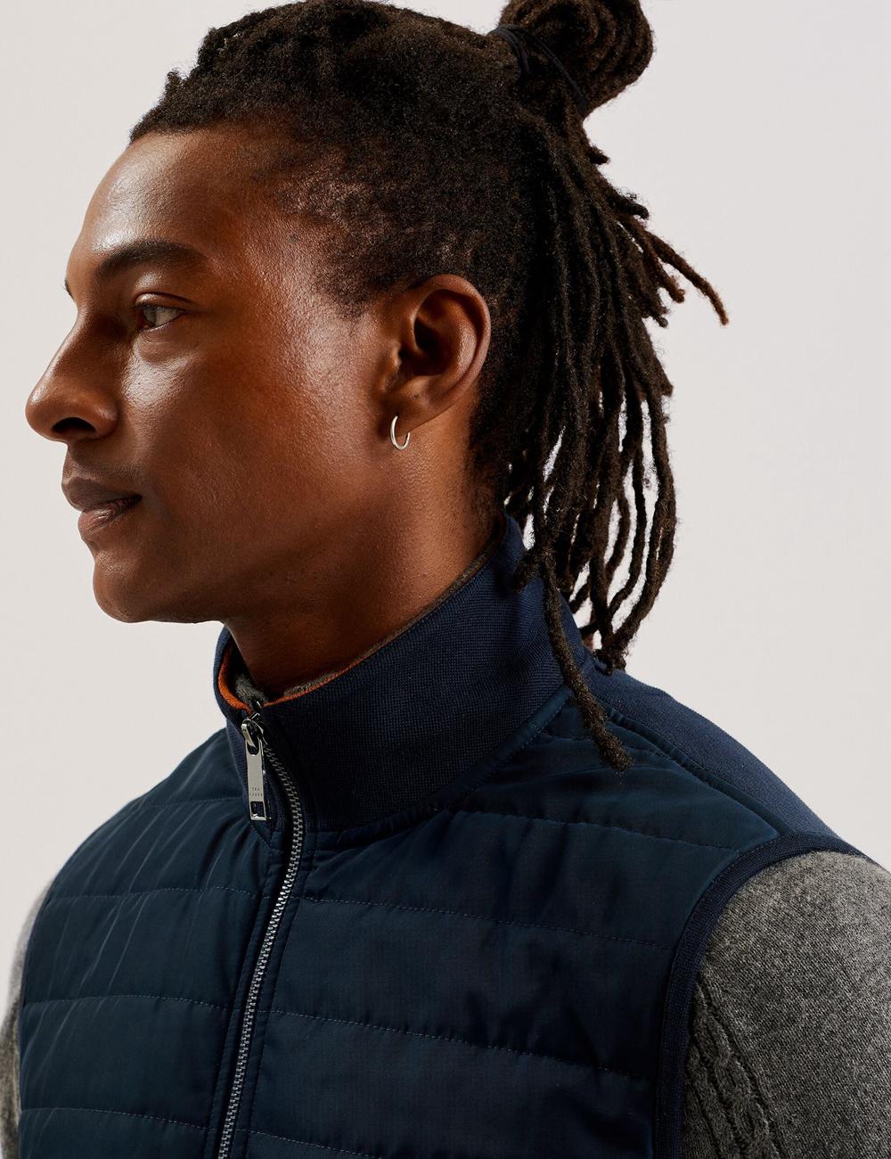 Navy Ted Baker ATHO - Quilted Funnel Neck Zip-Up Men Gillets | Ireland  5287-RLNHW