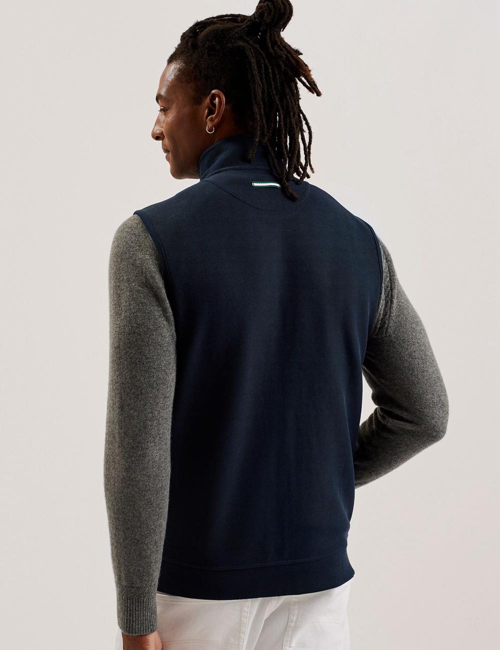 Navy Ted Baker ATHO - Quilted Funnel Neck Zip-Up Men Gillets | Ireland  5287-RLNHW