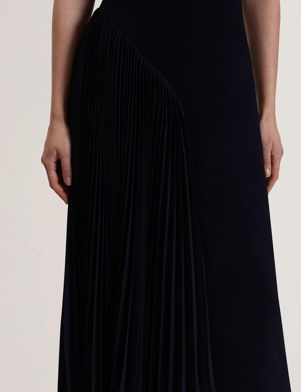 Navy Ted Baker AZZINA - Pleated Panel Sleeveless Knitted Women Midi Dresses | Ireland  9403-PCLJX