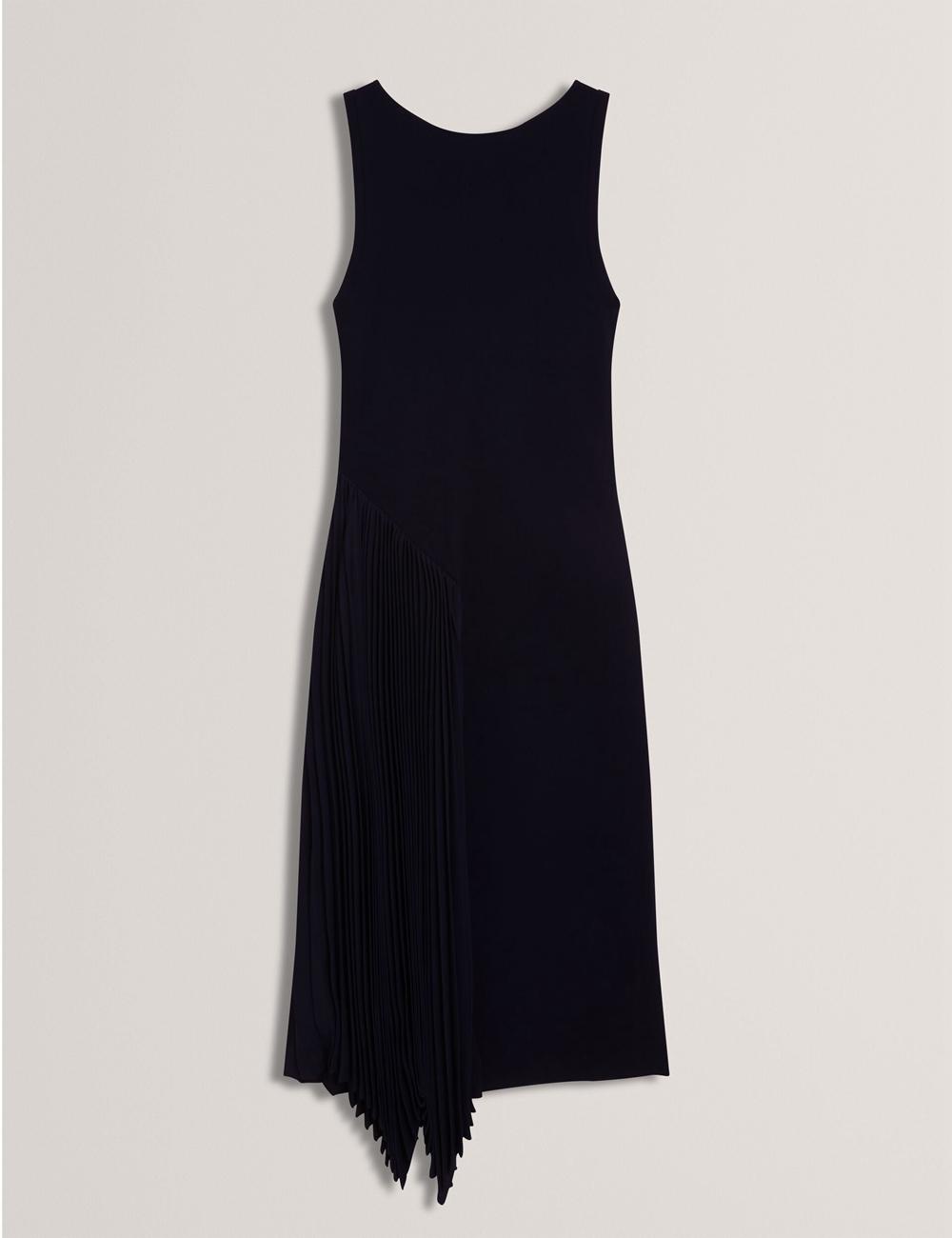 Navy Ted Baker AZZINA - Pleated Panel Sleeveless Knitted Women Midi Dresses | Ireland  9403-PCLJX