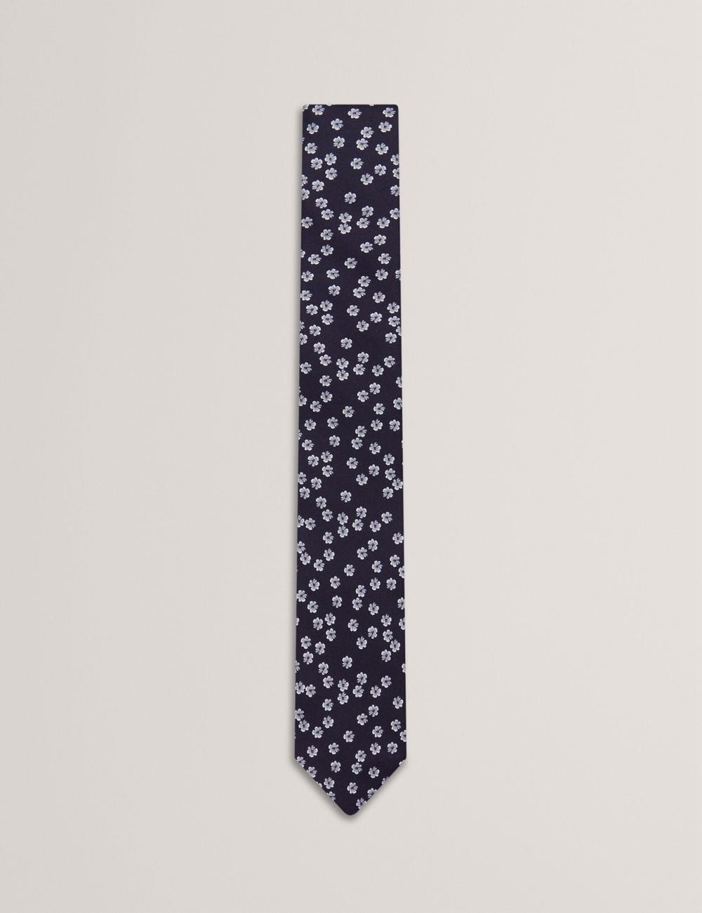 Navy Ted Baker BENTLYY - Ditsy Floral Print Silk Men Ties | Ireland  1542-AXPBR