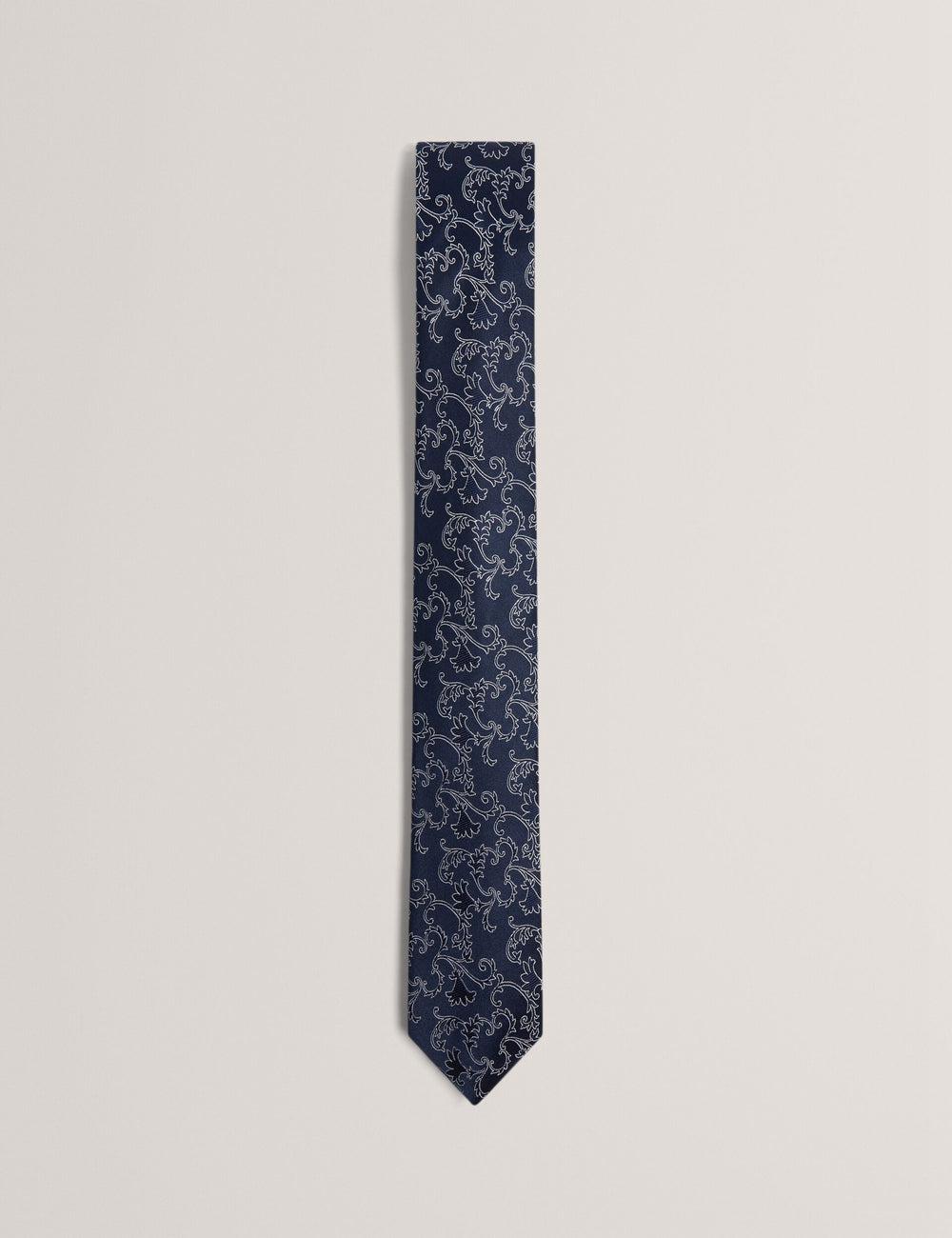 Navy Ted Baker BIONDIS - Baroque Floral Print Silk Men Ties | Ireland  5860-FPYTD