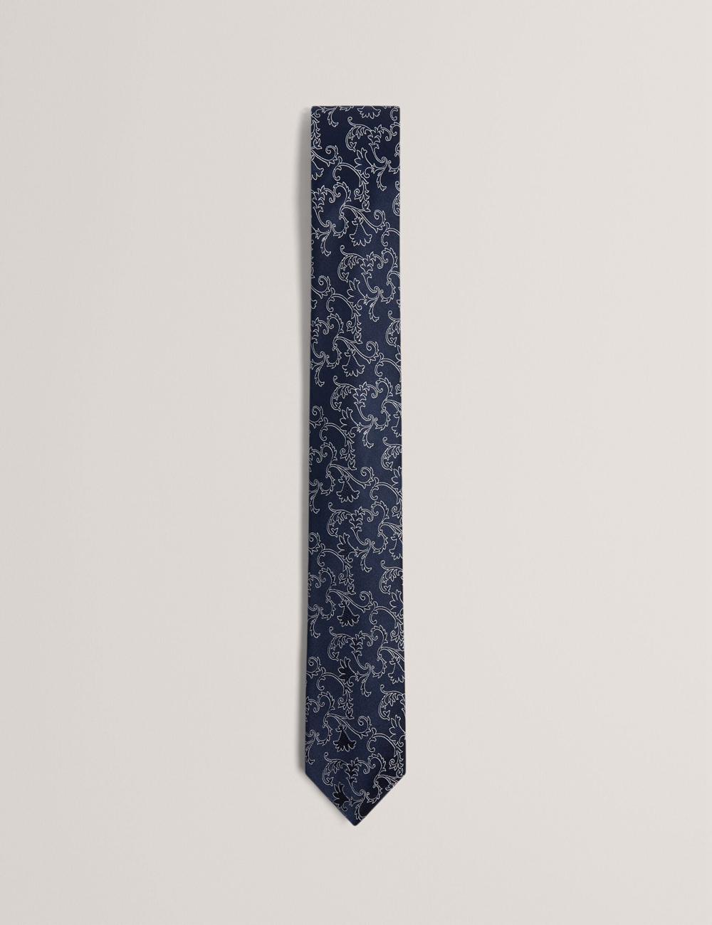 Navy Ted Baker BIONDIS - Baroque Floral Print Silk Men Ties | Ireland  5860-FPYTD