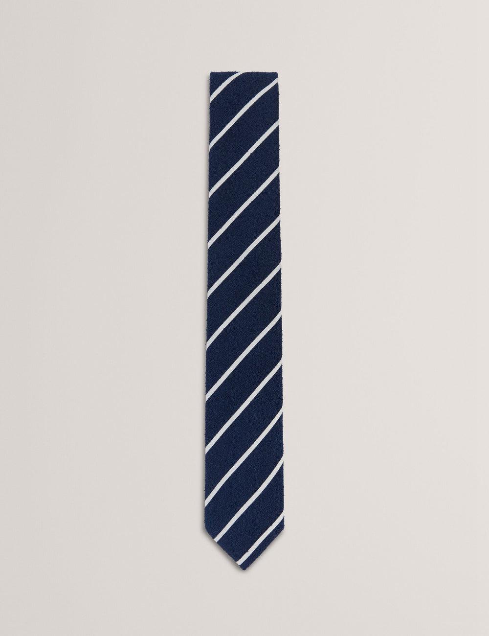 Navy Ted Baker CAMPSEA - Boucle Texture Solid Stripe Men Ties | Ireland  3175-FTQIZ