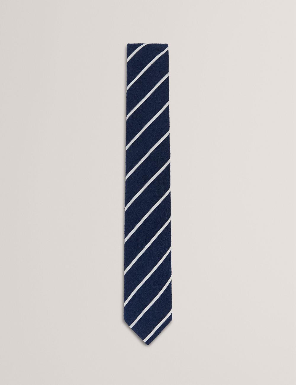 Navy Ted Baker CAMPSEA - Boucle Texture Solid Stripe Men Ties | Ireland  3175-FTQIZ