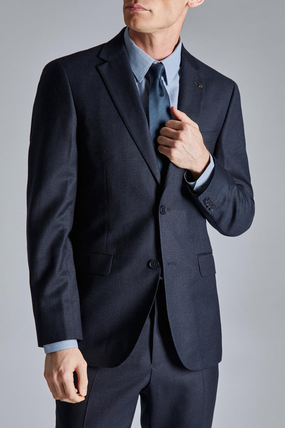 Navy Ted Baker CANISJS - Grid Check Regular Fit Suit Men Jackets | Ireland  4613-KMRBA